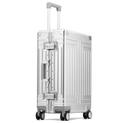 100% Aluminum-Magnesium Alloy Travel Suitcase Rolling Luggage 20/24/28 Inch Trolley Luggage Carry-On Cabin Suitcase